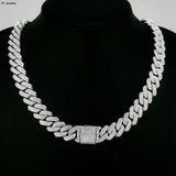 14mm Cuban Link Chain Silvery/Golden Iced Out Necklace Choker Hip Hop