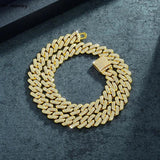 14mm Cuban Link Chain Silvery/Golden Iced Out Necklace Choker Hip Hop