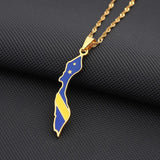 Enamel Drop Curacao Map Flag Pendant Necklace For Women Girls