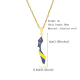 Enamel Drop Curacao Map Flag Pendant Necklace For Women Girls