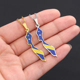 Enamel Drop Curacao Map Flag Pendant Necklace For Women Girls