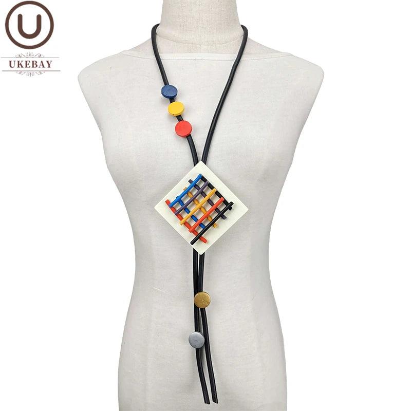 Square Pendant Necklace Women Pendants Jewelry Long Necklace