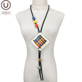 Square Pendant Necklace Women Pendants Jewelry Long Necklace