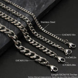 3MM5MM7MM Cuban Link Chain Stainless Steel Necklace Waterproof 18 K Plated