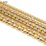 3MM5MM7MM Cuban Link Chain Stainless Steel Necklace Waterproof 18 K Plated