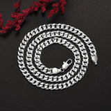 925 Sterling Silver 7MM Chain Bracelets Necklaces Set Party Wedding Jewelry