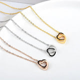 Minimalist Double Heart Pendant Necklace Stainless Steel Gift For Women