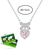 Y2k Pink Heart Pendant Necklace For Women Girls Sparkling Drop Necklace