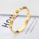 Stainless Steel Flower Bracelets & Bangles For Women Party Gift