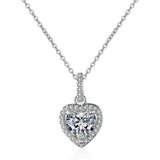 925 Silver Zircon Heart Pendant Necklace Wedding Gift