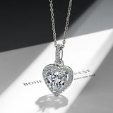925 Silver Zircon Heart Pendant Necklace Wedding Gift