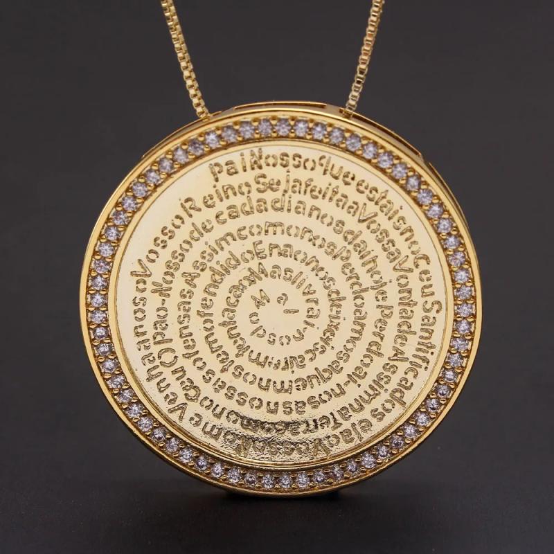 Women CZ Necklace Bible Verse Pendant Choker Religion Baptism