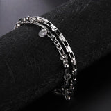 Stainless Steel Double Chain Bracelets Women's Classic Style Jewelry