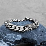 Men's Stainless Steel Cuban Chain Bracelet Norse Valknut Rune Amulet Bangle