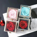 Rotating Rose Acrylic Necklace Flower Jewelry Box For Girlfriend