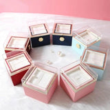 Rotating Rose Acrylic Necklace Flower Jewelry Box For Girlfriend