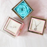 Rotating Rose Acrylic Necklace Flower Jewelry Box For Girlfriend