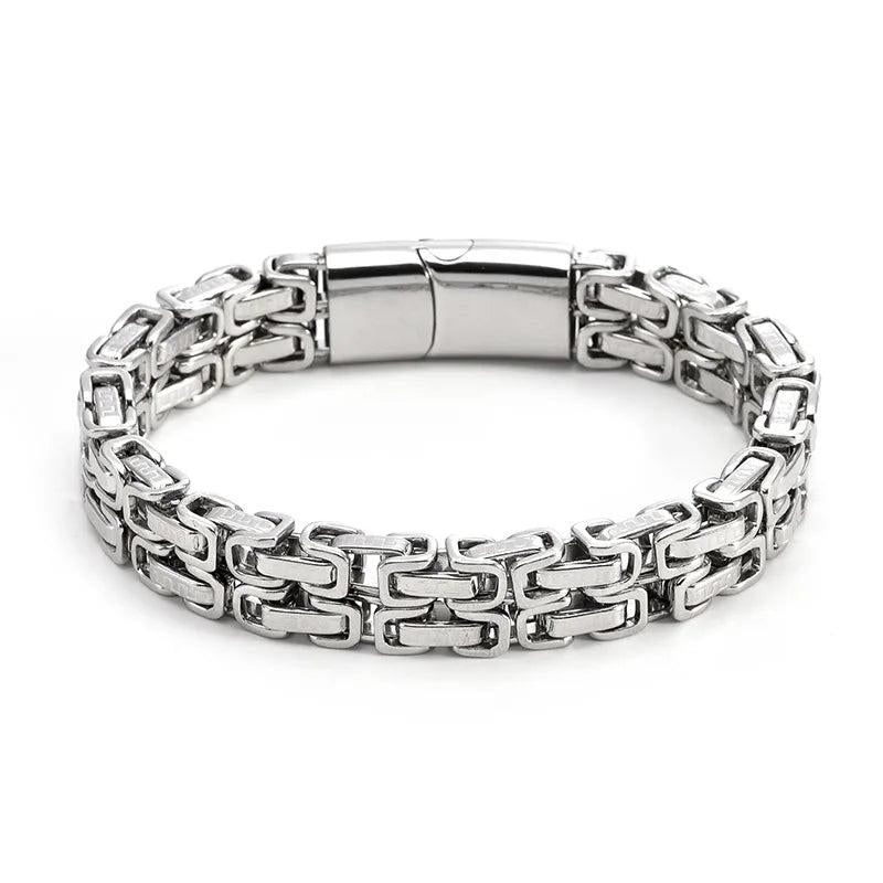316L Stainlss Steel Hip Hop Thick Byzantine Bicycle Chain Bracelet