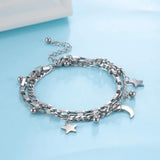 Star Moon Bracelets Stainless Steel Charm Beads Chain Bangle Kpop Jewelry