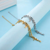 Star Moon Bracelets Stainless Steel Charm Beads Chain Bangle Kpop Jewelry