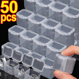 Mini Storage Box Transparent Square Plastic Earrings Jewelry Storage