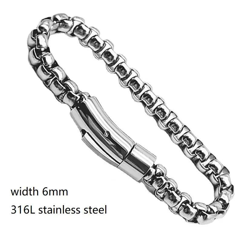 316L Stainless Steel BOX Chain Bracelet for Men Women