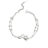 Mewanry Silver Fox Geometric Bracelet Double-layered Chain for Women