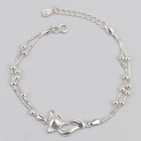 Mewanry Silver Fox Geometric Bracelet Double-layered Chain for Women