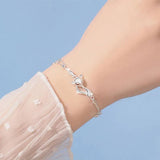 Mewanry Silver Fox Geometric Bracelet Double-layered Chain for Women