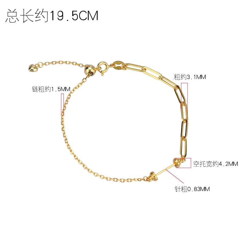 925 Sterling Silver Bracelet with Needle Stitching Cross Chain Hand Ornament