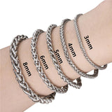 Silver Wheat Chain Bracelet Stainless Steel Men's Jewelry