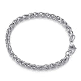 Silver Wheat Chain Bracelet Stainless Steel Men's Jewelry
