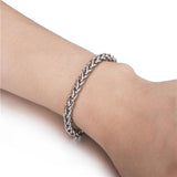 Silver Wheat Chain Bracelet Stainless Steel Men's Jewelry