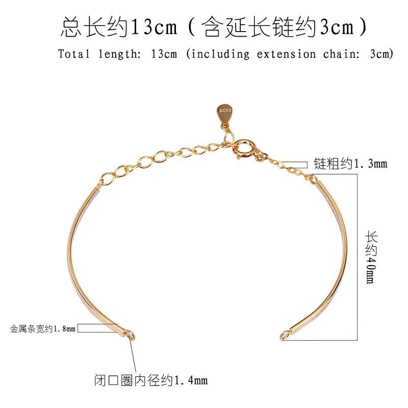 S925 Sterling Silver Bar Bracelet Geometric Chain
