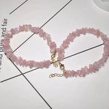 Pink Crystal Chips Bracelet Love Rose Quartz Beads Chain 1pc
