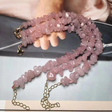 Pink Crystal Chips Bracelet Love Rose Quartz Beads Chain 1pc