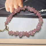 Pink Crystal Chips Bracelet Love Rose Quartz Beads Chain 1pc