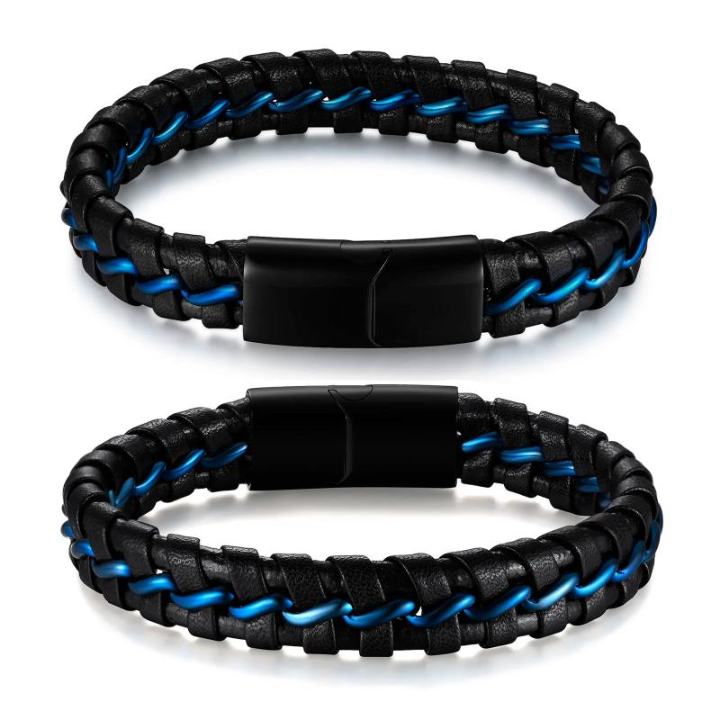 Men Leather Chain Weaving Bracelet