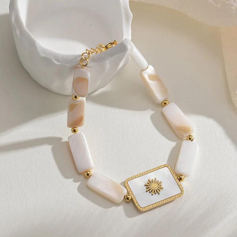 Shell Bracelet Stainless Steel Chain Hand Jewelry Valentines Gift