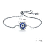 Silver Micro Inlaid Circle Chain Bracelet for Women
