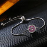 Silver Micro Inlaid Circle Chain Bracelet for Women