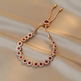 Red Cubic Zircon Bracelet Micro Pave Crystal Chain Jewelry