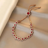 Red Cubic Zircon Bracelet Micro Pave Crystal Chain Jewelry