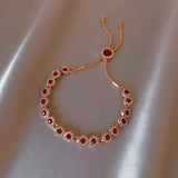 Red Cubic Zircon Bracelet Micro Pave Crystal Chain Jewelry