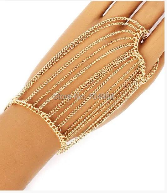 HE0025 Multilayer Chains Bracelet Hand Jewelry