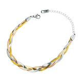 Stainless Steel Woman Bracelet Chain Tricolor Braided Braid