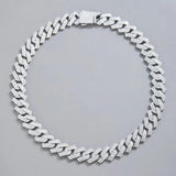 Hip Hop Silver 16mm Prong Miami Cuban Link Chain Necklace For Women
