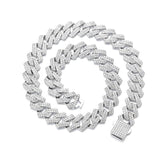 Hip Hop Silver 16mm Prong Miami Cuban Link Chain Necklace For Women