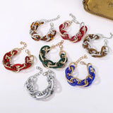 Rainbow Acrylic Chunky Chain Bracelet Bangle for Women