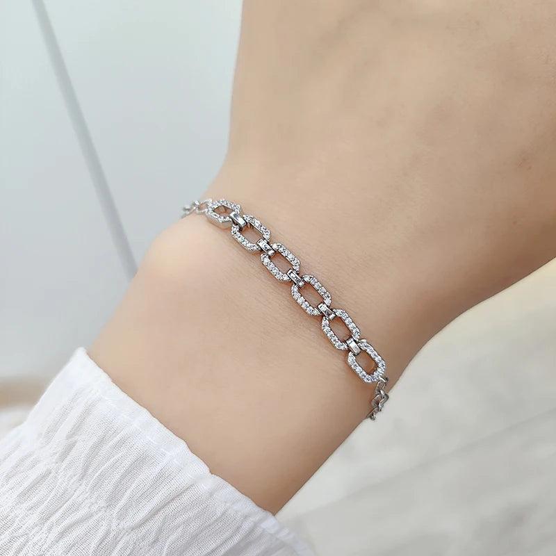 Silver Chain Bracelet for Women - Link Chain Bangle Female Jewelry Gift